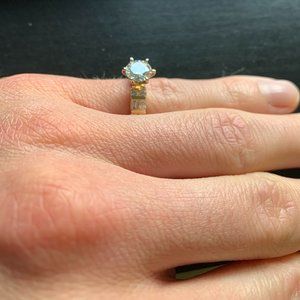 Diamonique Round Solitaire with 14K Gold Ring